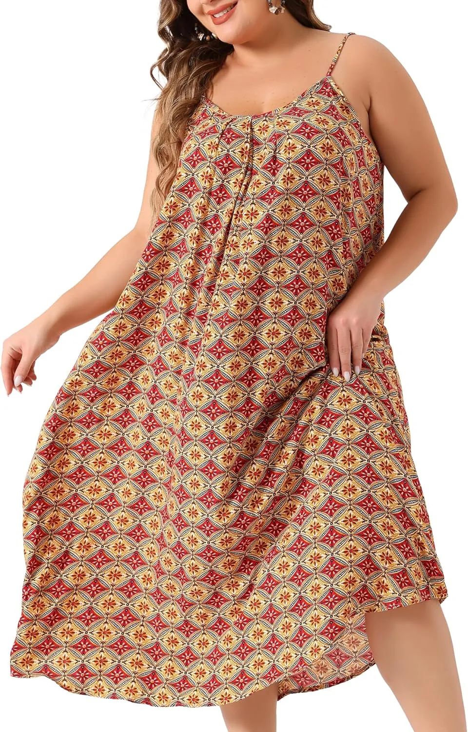 Agnes Orinda Plus Size Dresses Women's Bohemian Spaghetti Straps 2024 Summer Long Maxi Beach Dresses