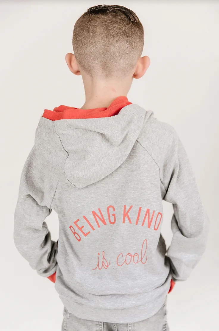 Ampersand Ave - Being Kind is Cool Children's Double Hood(TM) in Heather Grey