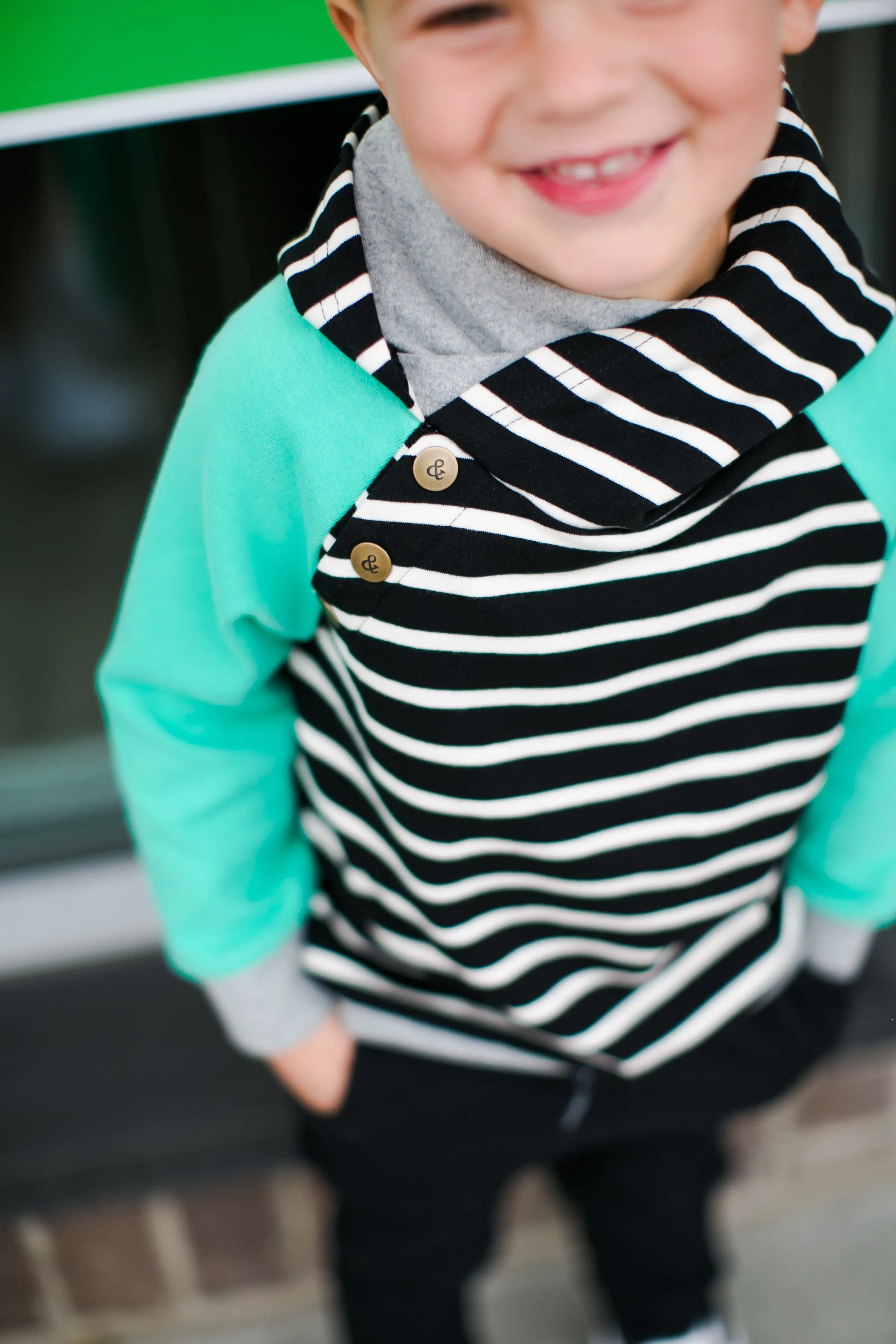 Ampersand Ave - Kids' Double Hood(TM) Hoodie in Black and Mint