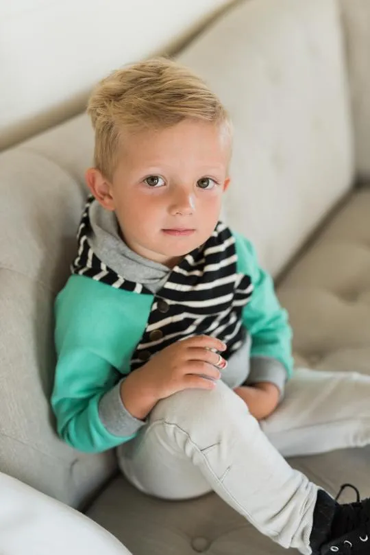 Ampersand Ave - Kids' Double Hood(TM) Hoodie in Black and Mint