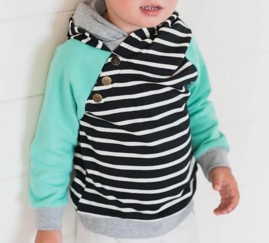Ampersand Ave - Kids' Double Hood(TM) Hoodie in Black and Mint