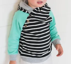 Ampersand Ave - Kids' Double Hood(TM) Hoodie in Black and Mint