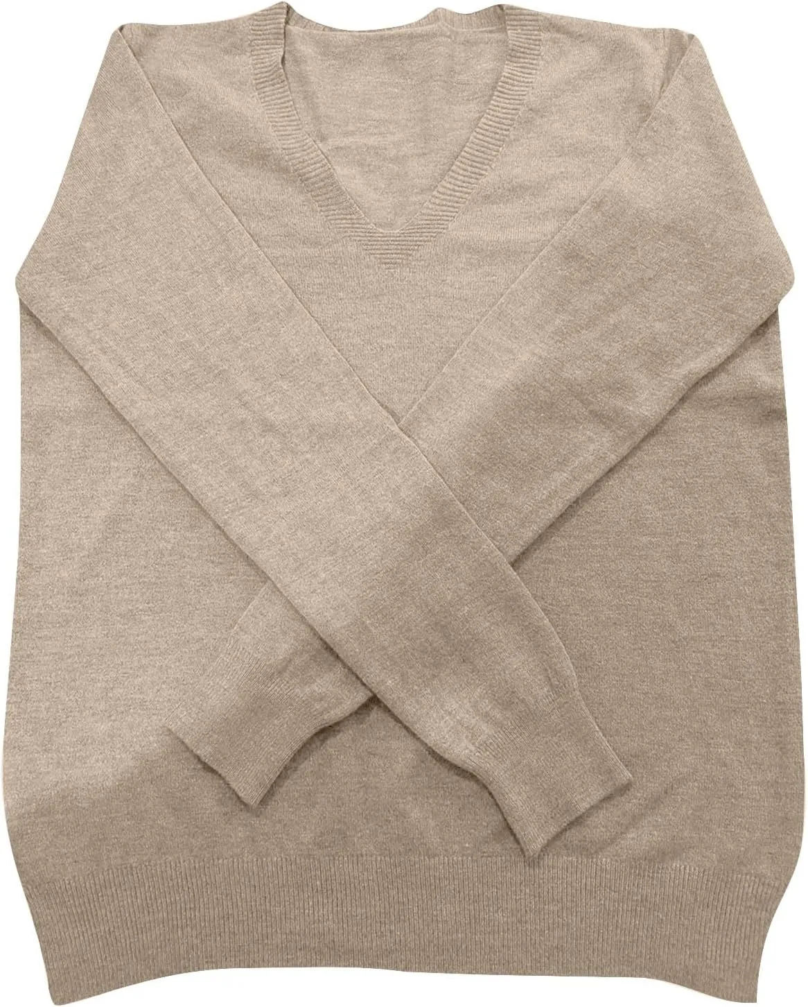 Cashmere Long Sleeve Deep V Neck Sweater for Women - Soft Wool Tunic Top - Trendy and Dressy