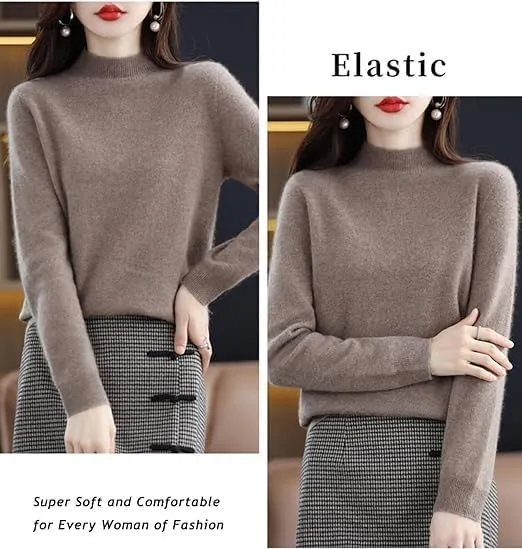 Cashmere Sweaters for Women,Fall Sweaters for Women 2024 Trendy,Long Sleeve Crew Neck Plus Size Dressy Casual Sweaters