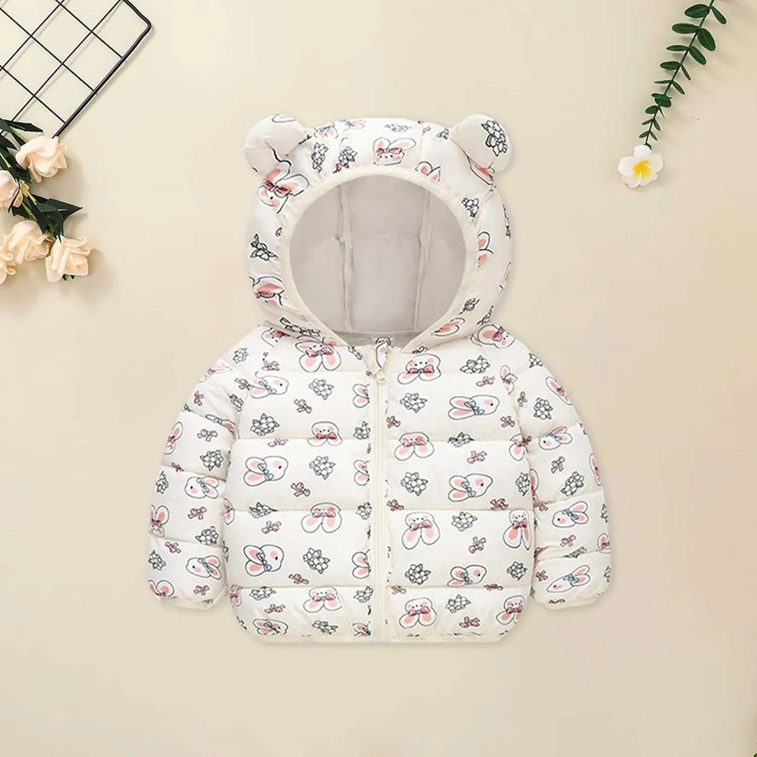 Cute Hooded Down Padded Jacket Coat for Toddler Kids Fall Winter Thicken Warm Furry Fuzzy Little Girls Snow Jacket