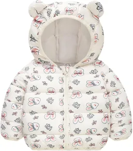 Cute Hooded Down Padded Jacket Coat for Toddler Kids Fall Winter Thicken Warm Furry Fuzzy Little Girls Snow Jacket