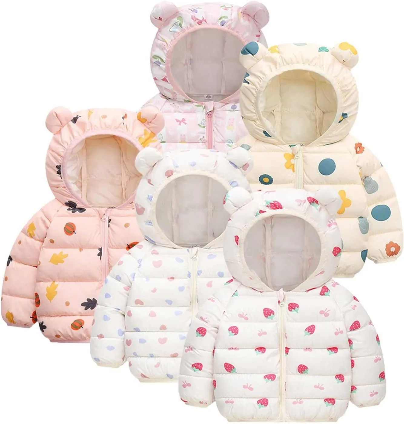 Cute Hooded Down Padded Jacket Coat for Toddler Kids Fall Winter Thicken Warm Furry Fuzzy Little Girls Snow Jacket