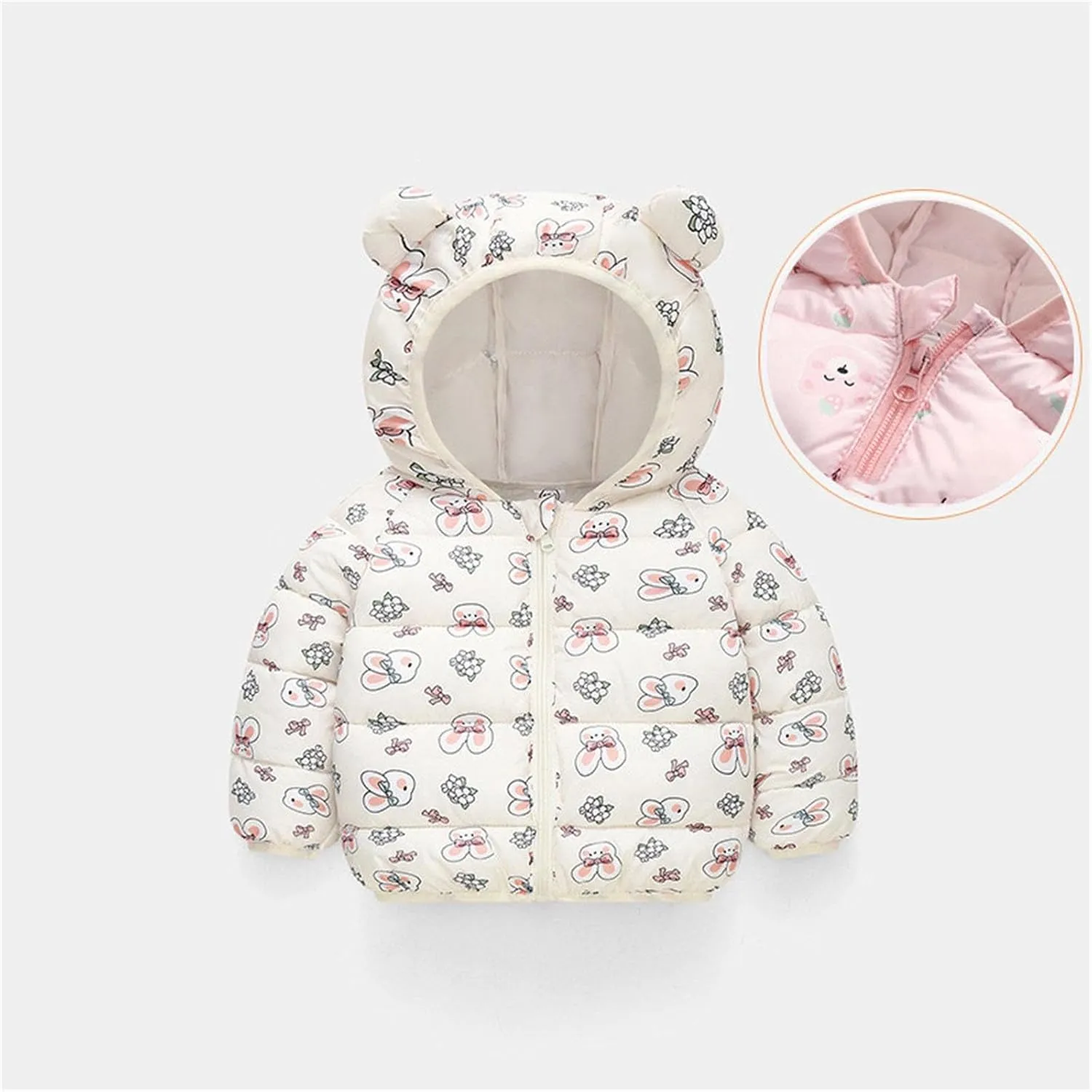 Cute Hooded Down Padded Jacket Coat for Toddler Kids Fall Winter Thicken Warm Furry Fuzzy Little Girls Snow Jacket