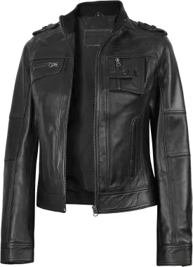 Decrum Leather Jacket Women - Casual Leather Jacket for Women
