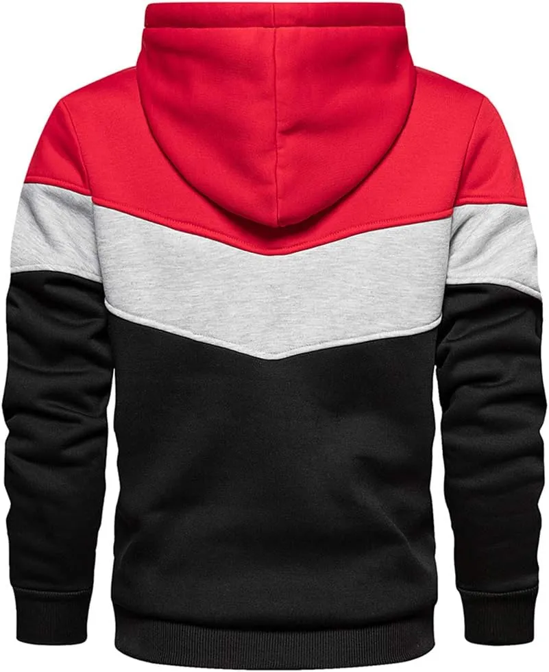 DUOFIER Mens Athletic Hoodies Color Block Hooded Fleece Sweatshirt