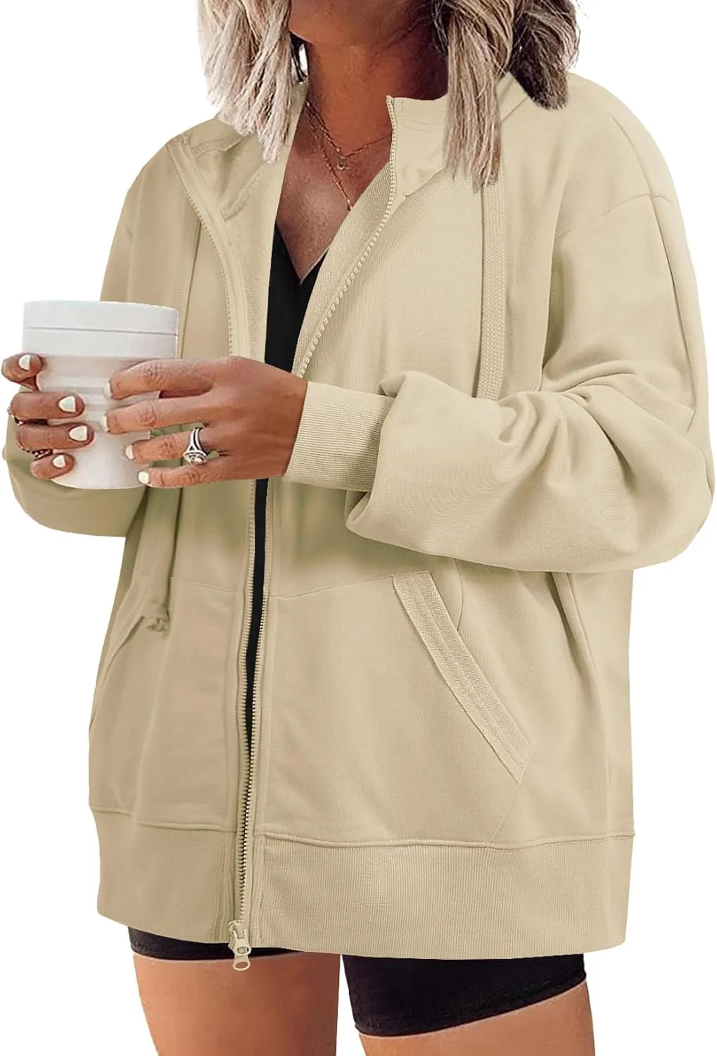 Eytino Women Plus Size Sweatshirts Long Sleeve Zip Up Oversized Casual Hoodies Jackets 2025 Fashion Fall Outfits(1X-5X)
