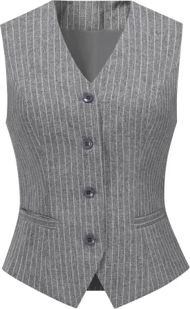 Foucome Women's Formal Regular Fitted Business Dress Suits Button Down Vest Waistcoat