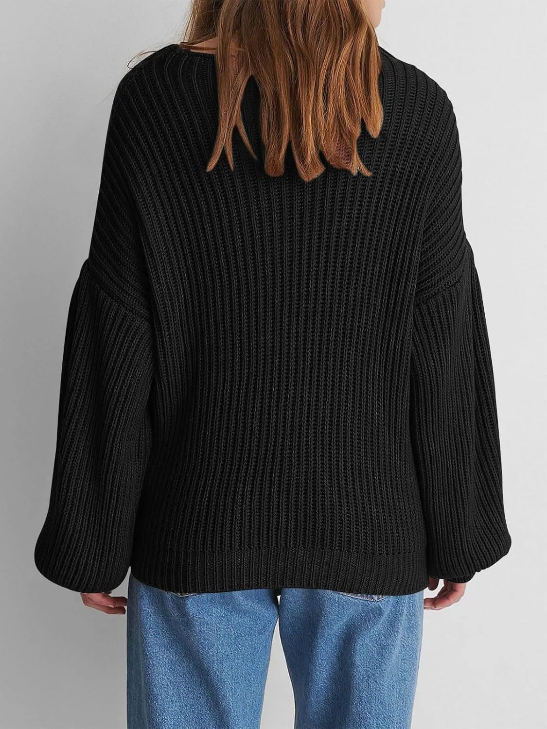 Girls Oversized Long Sleeve Sweaters Kids Drop Shoulder Batwing Crewneck Pullover Clothes 5-14 Years