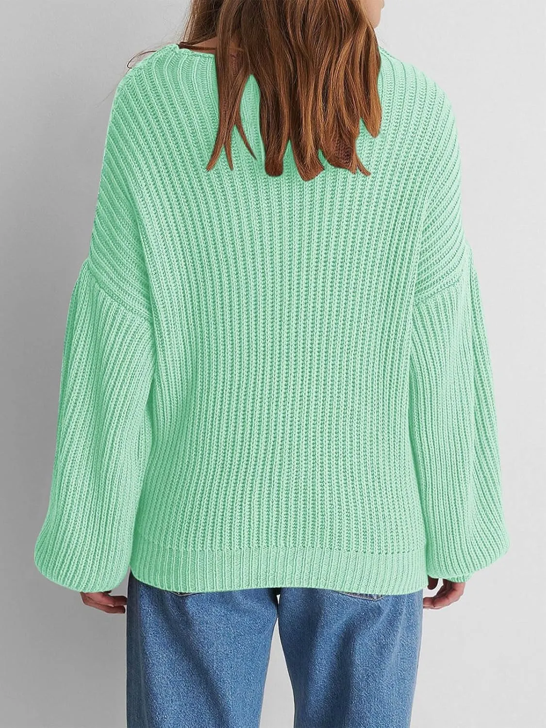 Girls Oversized Long Sleeve Sweaters Kids Drop Shoulder Batwing Crewneck Pullover Clothes 5-14 Years