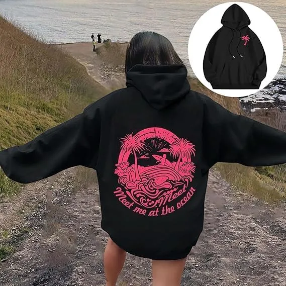 Graphic Hoodies Women Y2k Oversized Sweatshirt Long Sleeve Pullover Sweater Cute Hooded Preppy Top Aesthetic Shirts L/L