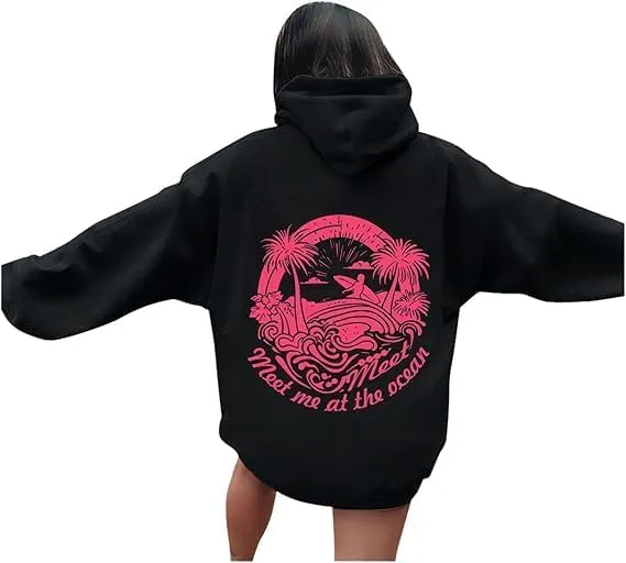 Graphic Hoodies Women Y2k Oversized Sweatshirt Long Sleeve Pullover Sweater Cute Hooded Preppy Top Aesthetic Shirts L/L