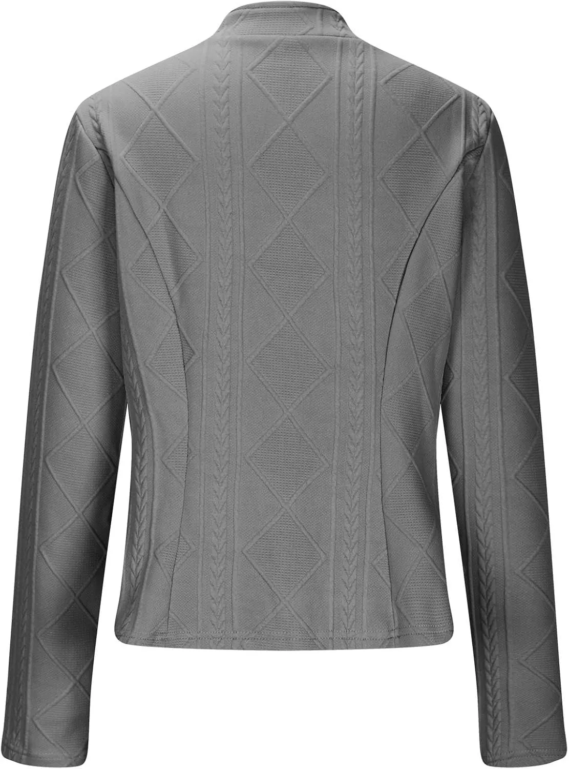 HGps8w Women's Jacquard Cropped Office Jackets, Dressy Stand Collar Business Casual Button Up Elegant Outerwear Coats