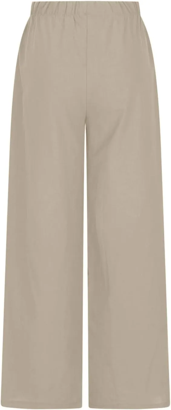 Hvyesh Womens Linen Pants Wide Leg with Pockets Drawstring Casual Flowy Palazzo