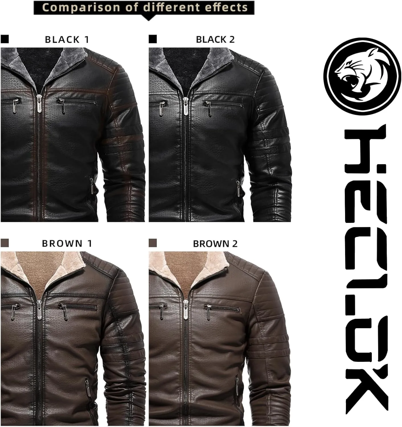 Men's Lamb Wool Bomber Coat Faux Leather Sherpa Fleece Lined Jackets Heavyweight Suede Warm Winter Biker Coat