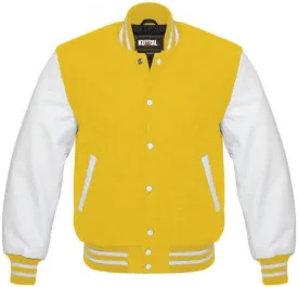 Men's Varsity Letterman Jacket, Baseball Bomber Style College Jacket, wool body leather sleeves varsity jacket