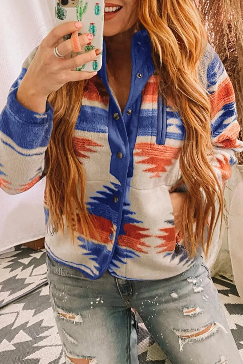 Molilove Women's Varsity Jacket Color Block Print Jacket Button Down Long Sleeve Fall Fashion Jackets Casual Outwear
