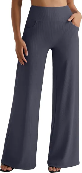 MOOSLOVER Women Wide Leg Yoga Lounge Pants High Waisted Casual Pants Comfy Stretchy Loose Pants