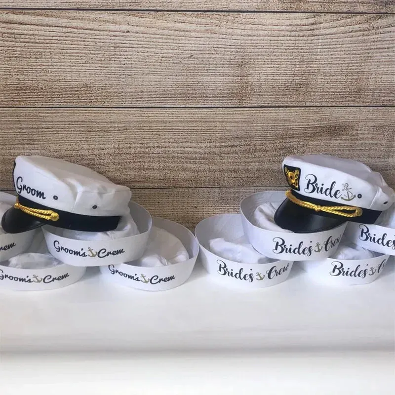 Nautical Hats-Caps for Bride-Groom-Bridal Party-Bachelor Bachelorette Party Gifts