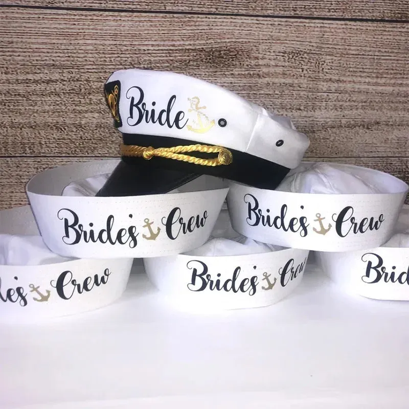 Nautical Hats-Caps for Bride-Groom-Bridal Party-Bachelor Bachelorette Party Gifts
