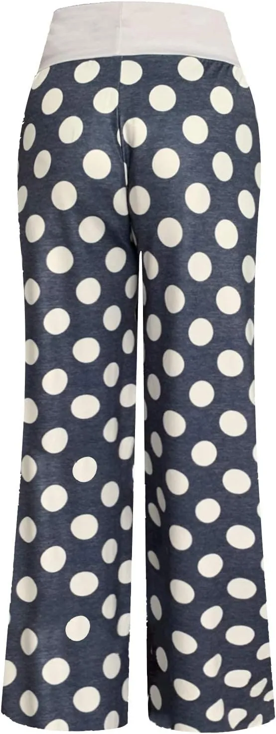 NEWCOSPLAY Women's Comfy Pajama Pants Casual Drawstring Palazzo Lounge Wide Leg Pants