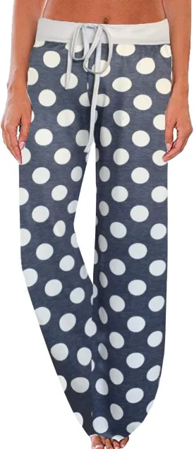 NEWCOSPLAY Women's Comfy Pajama Pants Casual Drawstring Palazzo Lounge Wide Leg Pants