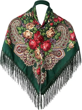 Russian Style Muffler Warm Scarf with Tassel Women's Traditional Scarf Wrap Shawl Fringes Printing Cape