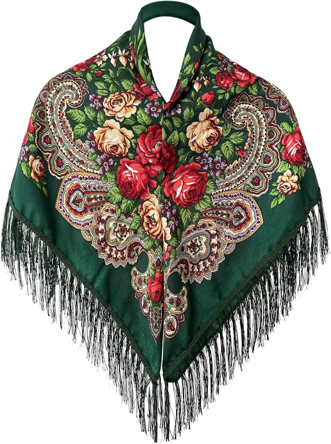 Russian Style Muffler Warm Scarf with Tassel Women's Traditional Scarf Wrap Shawl Fringes Printing Cape