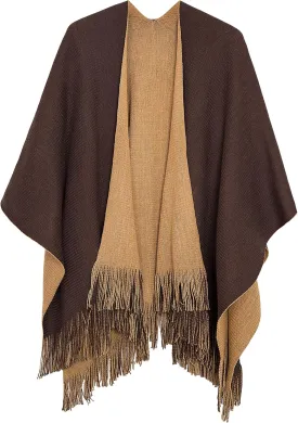 Urban CoCo Women's Winter Vintage Poncho Capes Tassel Blanket Shawl Wrap Cardigan Coat