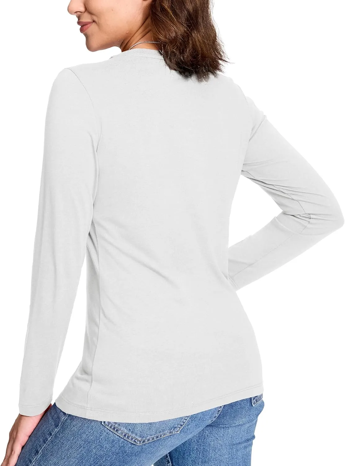 YUCOLEN Womens Long Sleeve T Shirts V Neck Cotton Basic Tees Soft Casual Fall Tops for Women 2025