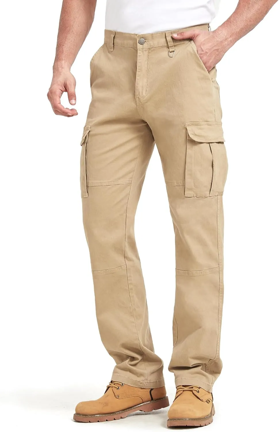 Zylioo Extra Tall Relaxed Fit Casual Pants for Men, 6 Pocket Black Work Pants, 36"/35"/34" Inseam Casual Utility Pants